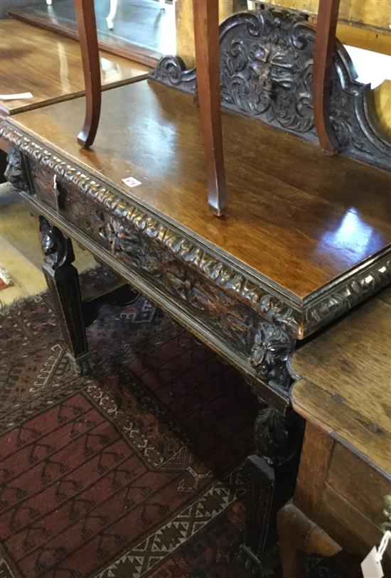 19C Flemish carved oak side table